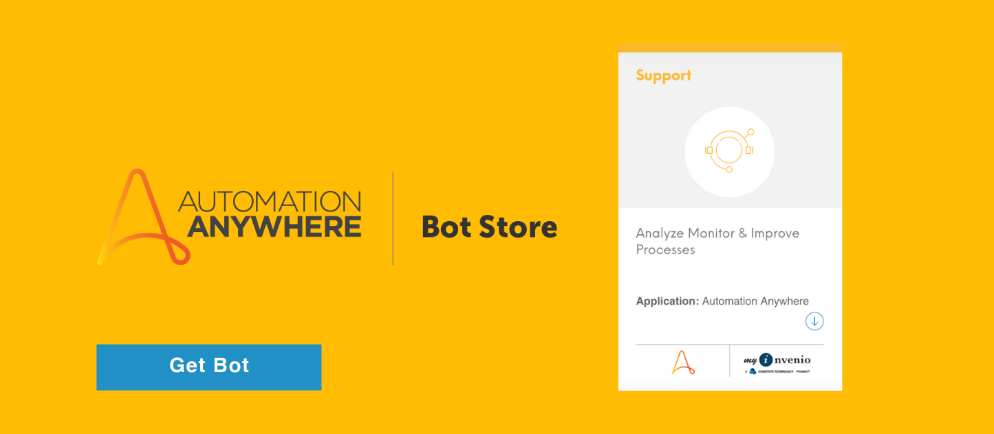 Automation Anywhere Bot Store myInvenio Analyze Monitor & Improve Processes
